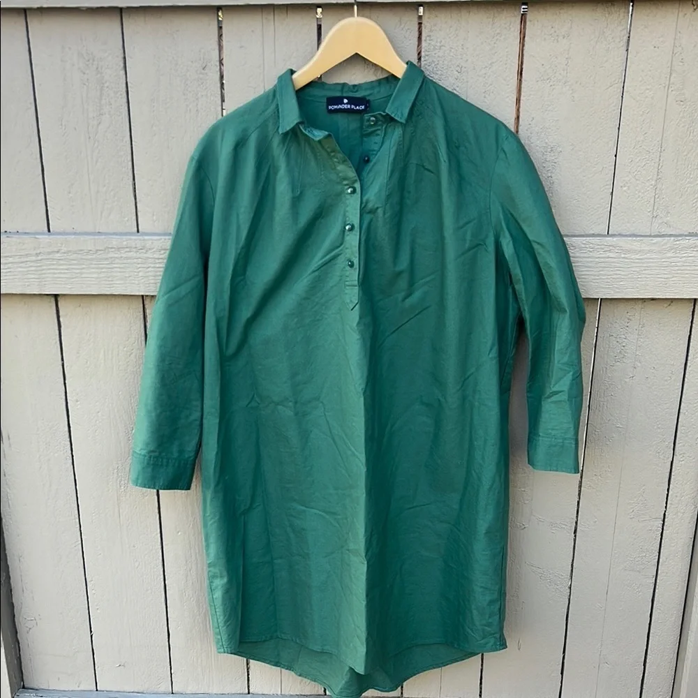 Tuckernuck Pomander Place Polly Shirt Dress Green Mini Length Resortwear Spring - Picture 4 of 11